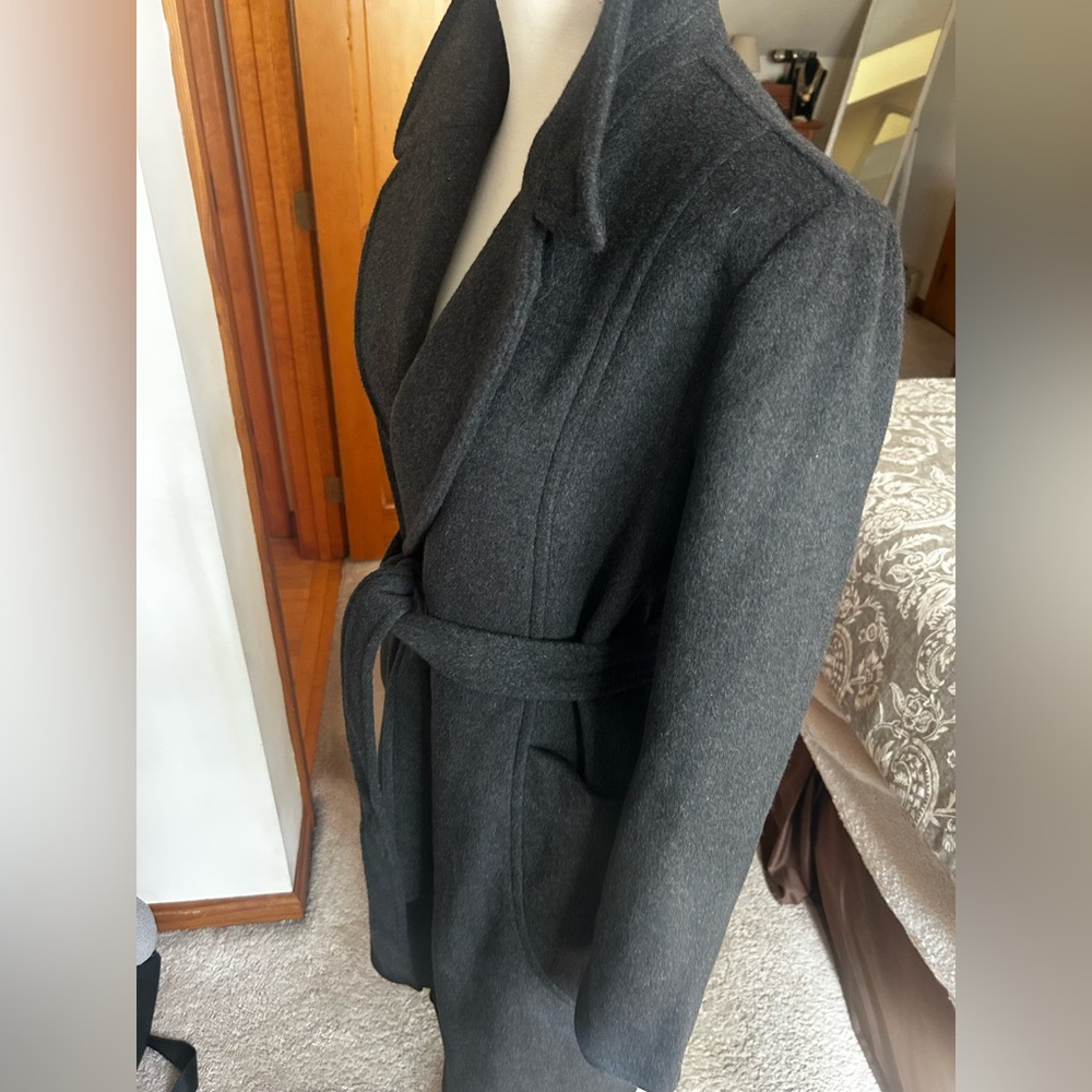 Bernardo Dark Gray Double Breasted Tie Waist Trench Coat Size Medium - Picture 5 of 11